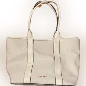 Cream Nine West tote bag with shoulder strap and wristlet wallet